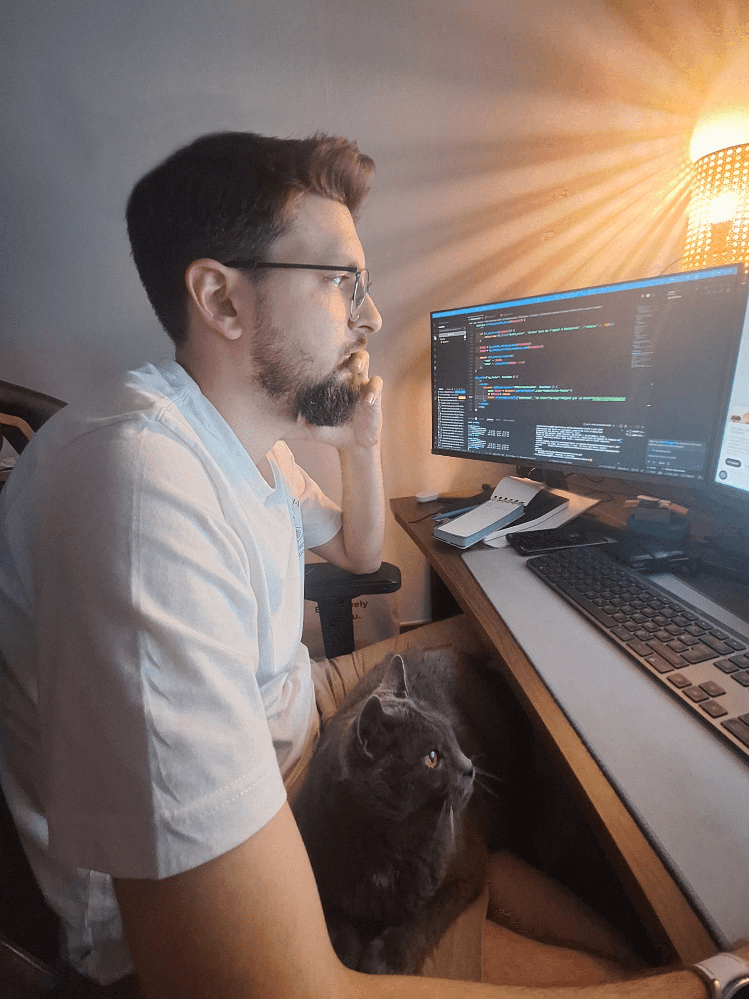 Photo de Florian et Poupousse au bureau